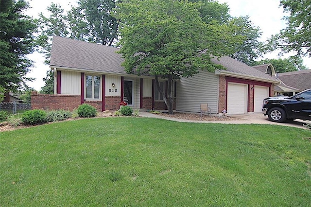 515 Mulberry St, Lees Summit, MO 64086 - single story home featuring an attached garage, brick siding, driveway, and a shingled roof