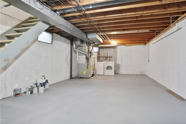 6773 N Askew Cir, Gladstone, MO 64119 - unfinished below grade area with heating unit and washing machine and dryer