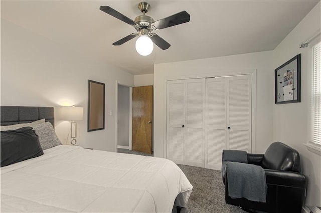 4511 NE 45th St, Kansas City, MO 64117 - carpeted bedroom with a closet and a ceiling fan
