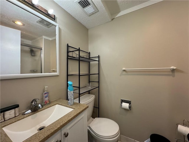 6315 Hallet St, Shawnee, KS 66216 - bathroom with a shower stall, vanity, and a textured ceiling