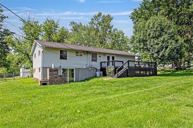 7314 NW 84th Ter, Kansas City, MO 64153 - back of house with a deck, stairs, and central air condition unit