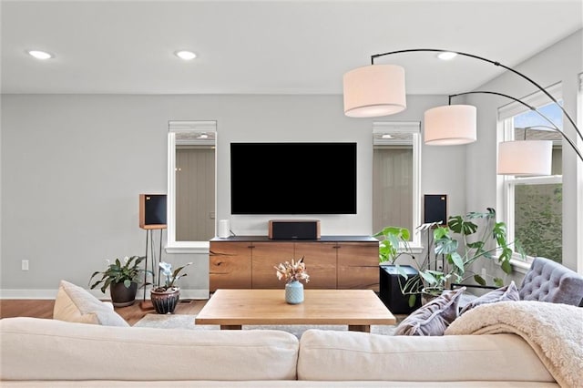 8810 SW 9th Ter, Blue Springs, MO 64064 - living area featuring wood finished floors and recessed lighting