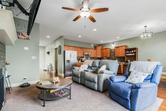 28340 W 164th St, Gardner, KS 66030 - living area featuring ceiling fan, baseboards, and recessed lighting