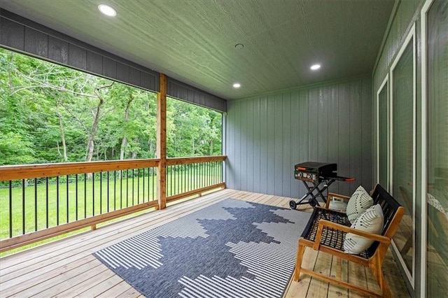 306 SW 17th St, Oak Grove, MO 64075 - wooden terrace featuring a grill and a lawn
