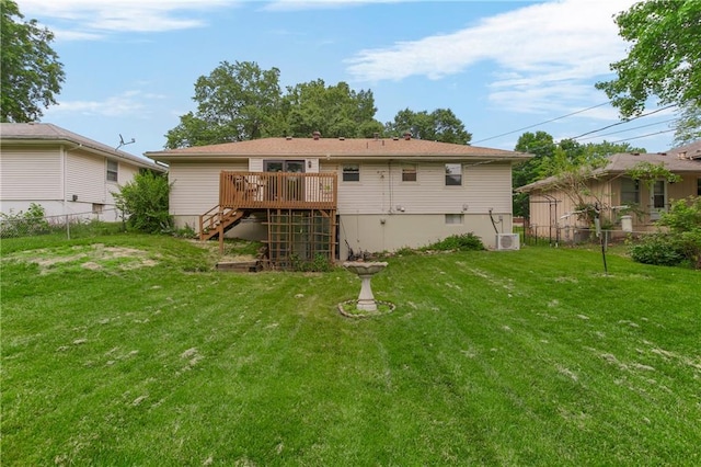 13408 Winchester Ave, Grandview, MO 64030 - back of house featuring stairway, a deck, and cooling unit