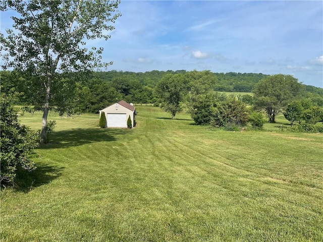 31821 159th St, Leavenworth, KS 66048 - view of grassy yard featuring a detached garage and an outdoor structure