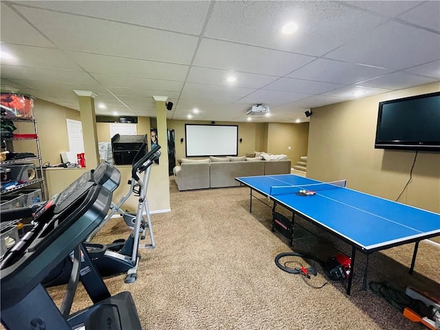 31821 159th St, Leavenworth, KS 66048 - recreation room with a paneled ceiling and carpet flooring