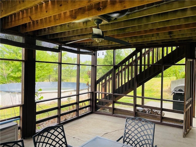 31821 159th St, Leavenworth, KS 66048 - unfurnished sunroom featuring a ceiling fan