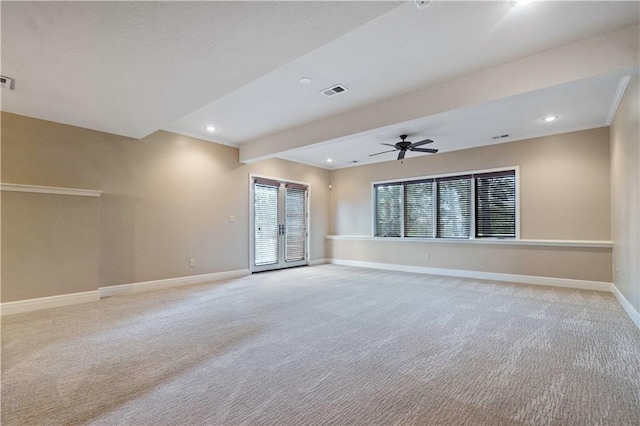 15027 Ash St, Leawood, KS 66224 - unfurnished room featuring light carpet, ceiling fan, and recessed lighting