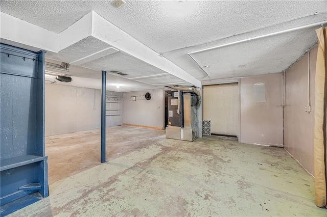 160 SW 131st Hwy, Holden, MO 64040 - unfinished basement featuring heating unit and a textured ceiling