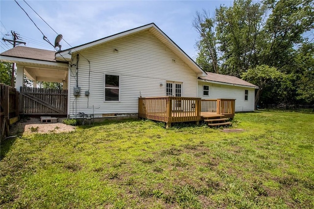 114 W 2nd St, Garden City, MO 64747 - rear view of property featuring a wooden deck