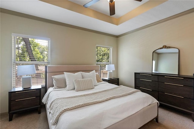7907 W 59th Ter, Merriam, KS 66202 - carpeted bedroom featuring crown molding and ceiling fan