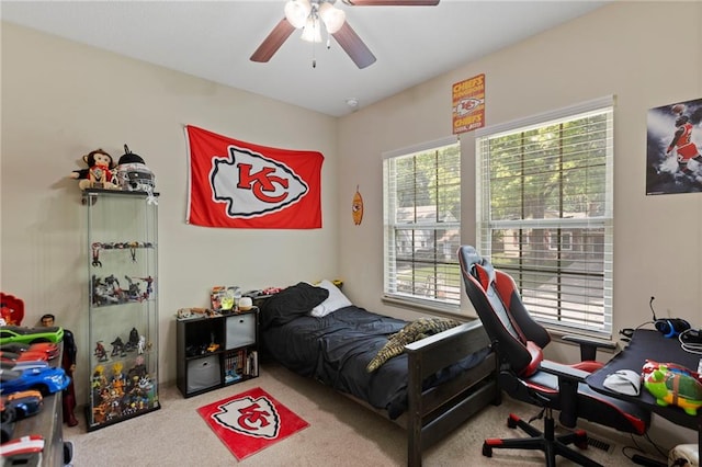 7907 W 59th Ter, Merriam, KS 66202 - bedroom with carpet and ceiling fan