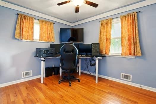1203 S Skyline Dr, Liberty, MO 64068 - office space with ceiling fan and wood finished floors