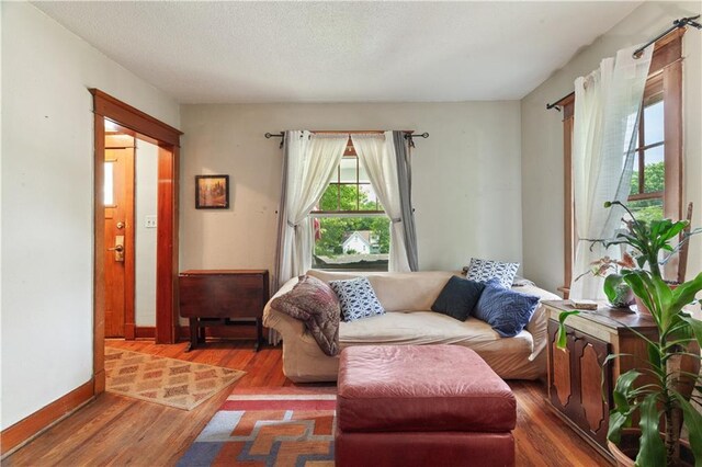 225 W Moore St, Independence, MO 64050 - living area with wood finished floors and a textured ceiling