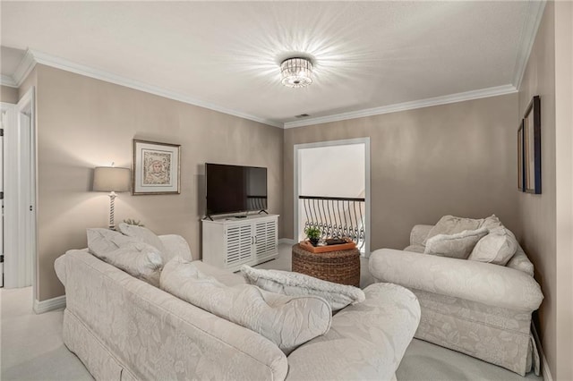 14208 Larsen St, Overland Park, KS 66221 - living area with carpet flooring and ornamental molding