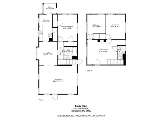 5701 Wabash Ave, Kansas City, MO 64130 - floor plan / room layout