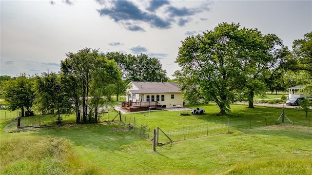 1110 E 1600th Rd, Lawrence, KS 66046 - view of yard with a wooden deck and a view of rural / pastoral area