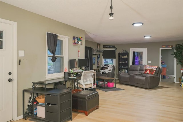 300 Brown Ave, Osawatomie, KS 66064 - living area featuring light wood-style flooring and recessed lighting