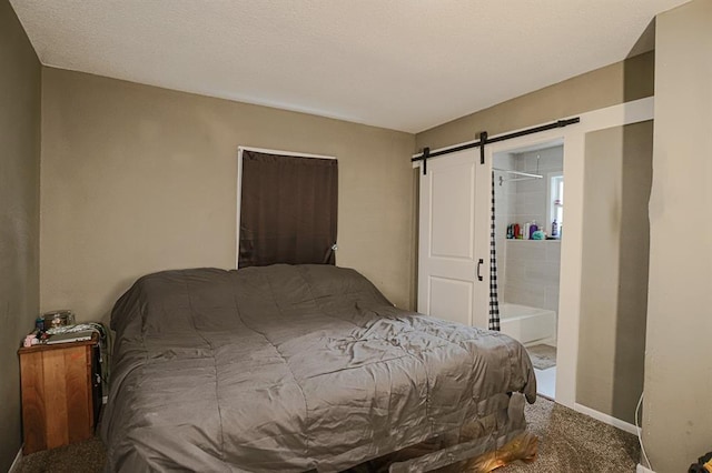 300 Brown Ave, Osawatomie, KS 66064 - carpeted bedroom featuring a barn door and baseboards