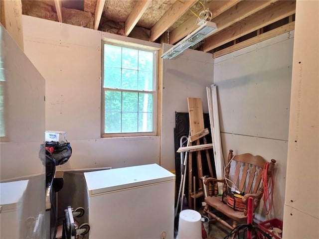 5325 Bryant Bottom Rd, Blackwater, MO 65322 - below grade area with white refrigerator