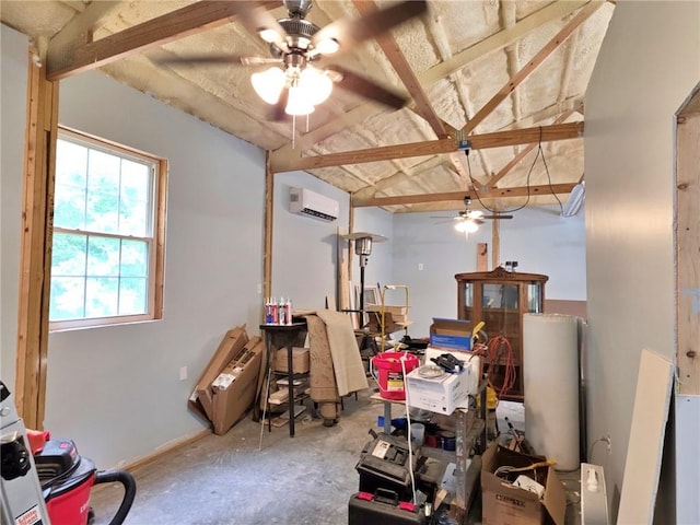 5325 Bryant Bottom Rd, Blackwater, MO 65322 - miscellaneous room with a ceiling fan, concrete flooring, and a wall unit AC