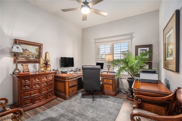 15278 W 173rd St, Olathe, KS 66062 - office space featuring a ceiling fan and wood finished floors