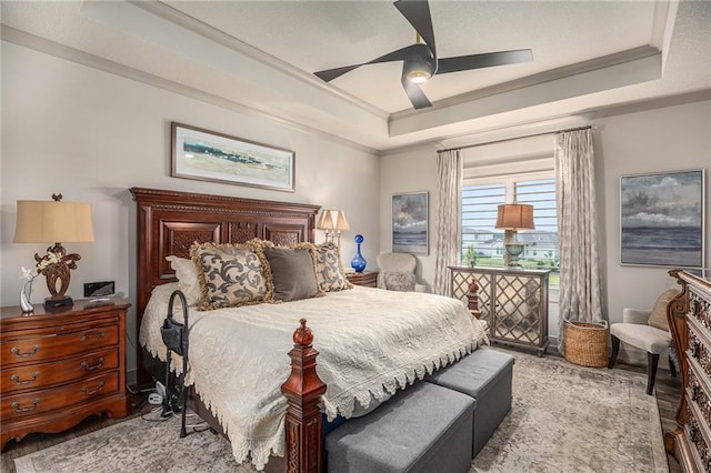 15278 W 173rd St, Olathe, KS 66062 - bedroom with a tray ceiling, crown molding, and ceiling fan