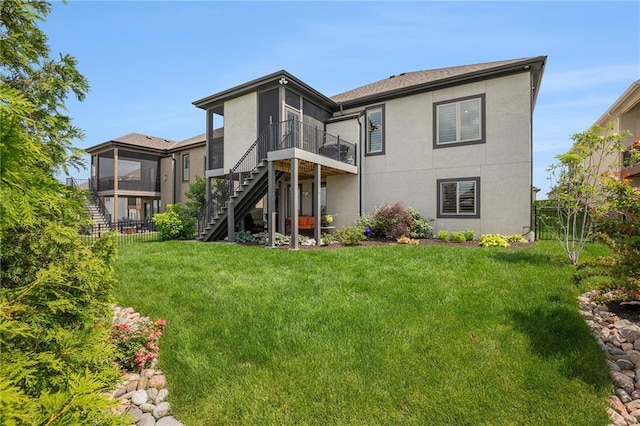 15278 W 173rd St, Olathe, KS 66062 - rear view of property with stucco siding and stairs