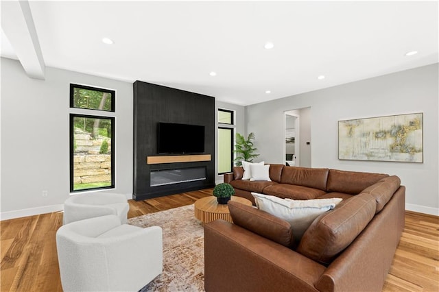 6111 Persimmon Ct, Parkville, MO 64152 - living area featuring recessed lighting, baseboards, and light wood-style floors