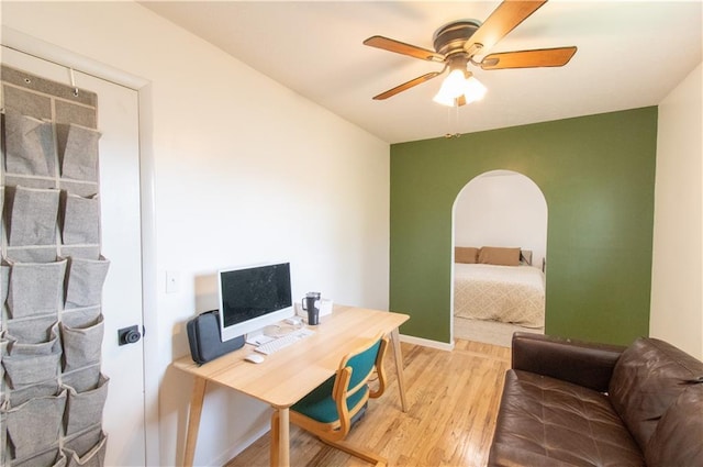 1739 W 26th St, Lawrence, KS 66047 - office space with light wood-style flooring and ceiling fan