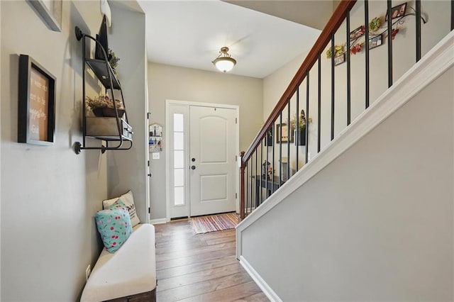 207 N Laurel St Unit 5D, Gardner, KS 66030 - foyer with hardwood / wood-style flooring and stairs