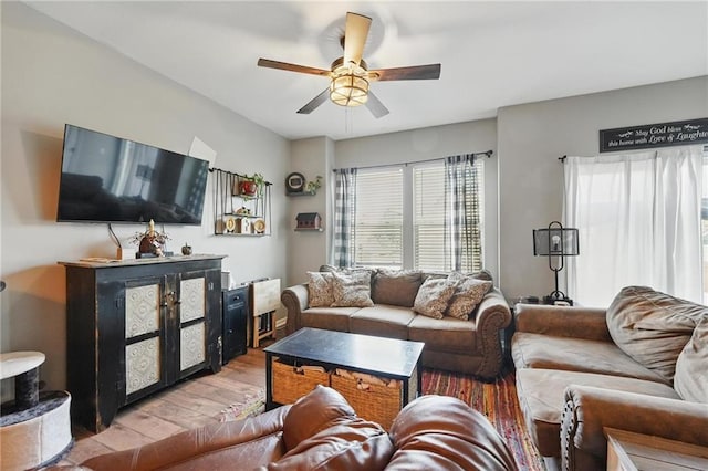 207 N Laurel St Unit 5D, Gardner, KS 66030 - living room with wood finished floors and ceiling fan