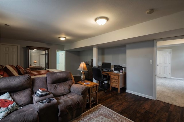 35705 E Rd Mize Rd, Oak Grove, MO 64075 - living area with dark wood-style flooring and an office area