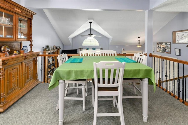4316 Grand Ave, Leavenworth, KS 66048 - carpeted dining space with lofted ceiling and a ceiling fan