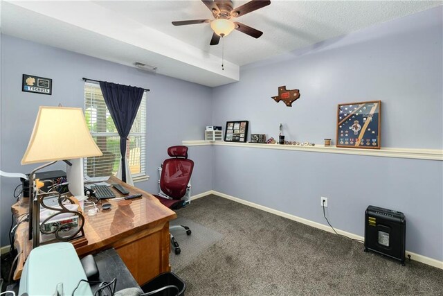 4316 Grand Ave, Leavenworth, KS 66048 - carpeted home office featuring ceiling fan and baseboards