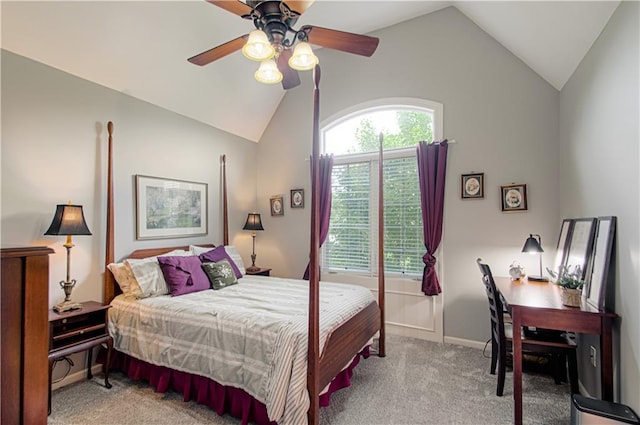 18765 S Alden St, Olathe, KS 66062 - carpeted bedroom featuring vaulted ceiling and a ceiling fan