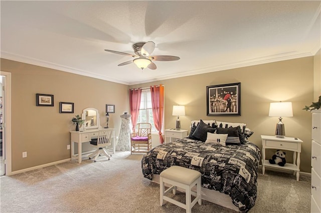 18765 S Alden St, Olathe, KS 66062 - bedroom with ornamental molding, carpet, and ceiling fan