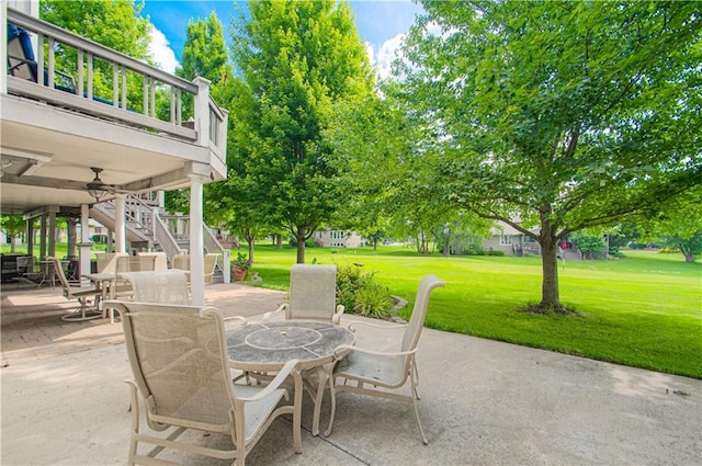 18765 S Alden St, Olathe, KS 66062 - patio / terrace with stairs, a patio, and a lawn