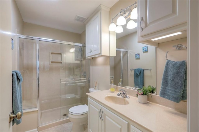 115 NE Green St, Lees Summit, MO 64063 - full bathroom with vanity, a stall shower, and tile patterned flooring