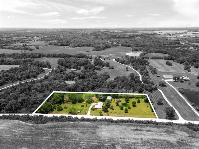 5470 SE Downing Rd, Lathrop, MO 64465 - aerial view of property and surrounding area with property parcel outlined