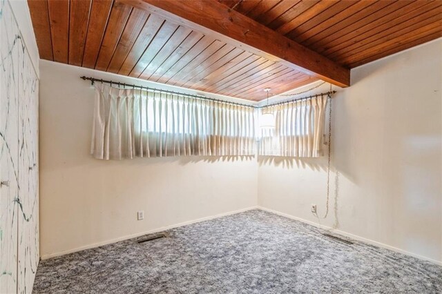 11120 E 35th Ter, Independence, MO 64052 - carpeted spare room with a wooden ceiling with exposed beams and baseboards