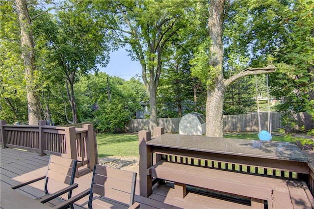 9920 Juniper Ln, Overland Park, KS 66207 - wooden terrace featuring outdoor dining area and grilling area