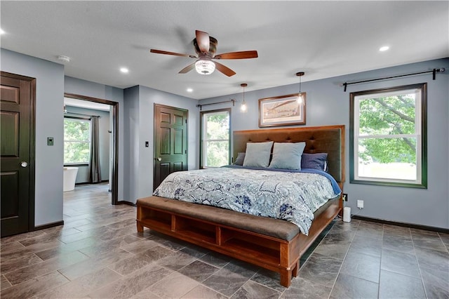 3200 NW 51st Ter, Blue Springs, MO 64015 - bedroom with multiple windows, recessed lighting, and ceiling fan