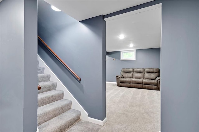 3200 NW 51st Ter, Blue Springs, MO 64015 - stairs featuring carpet flooring and baseboards