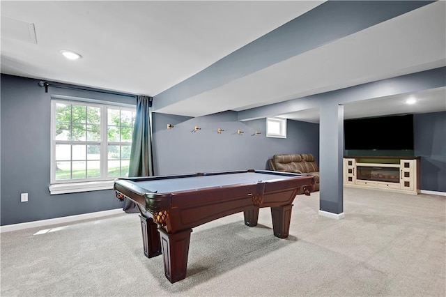 3200 NW 51st Ter, Blue Springs, MO 64015 - recreation room featuring carpet floors, billiards table, healthy amount of natural light, and recessed lighting