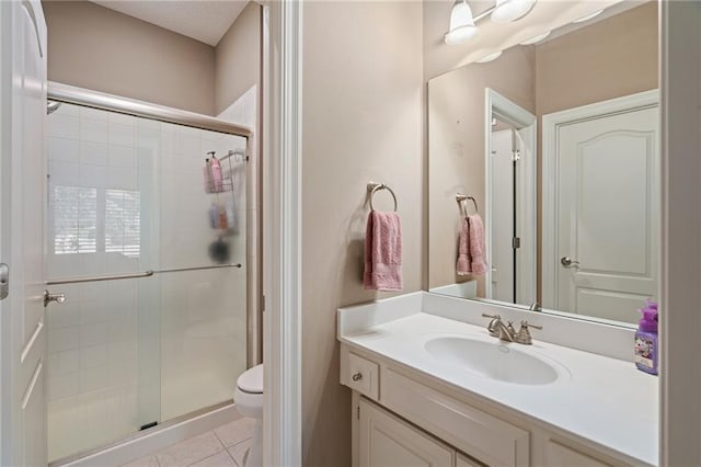 8709 Pine St, Lenexa, KS 66220 - full bathroom featuring a shower stall, vanity, and tile patterned flooring