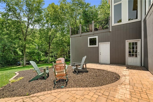 8709 Pine St, Lenexa, KS 66220 - view of patio / terrace featuring view of wooded area