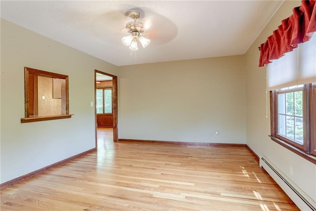 3437 Shrine Park Rd, Leavenworth, KS 66048 - spare room with baseboard heating, light wood-type flooring, and ceiling fan