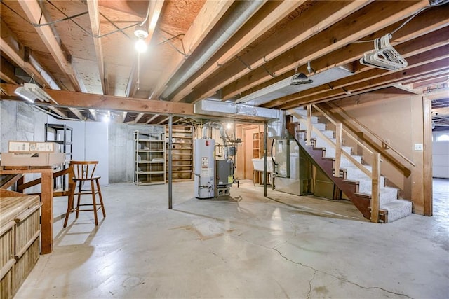 3437 Shrine Park Rd, Leavenworth, KS 66048 - unfinished below grade area with water heater and stairs